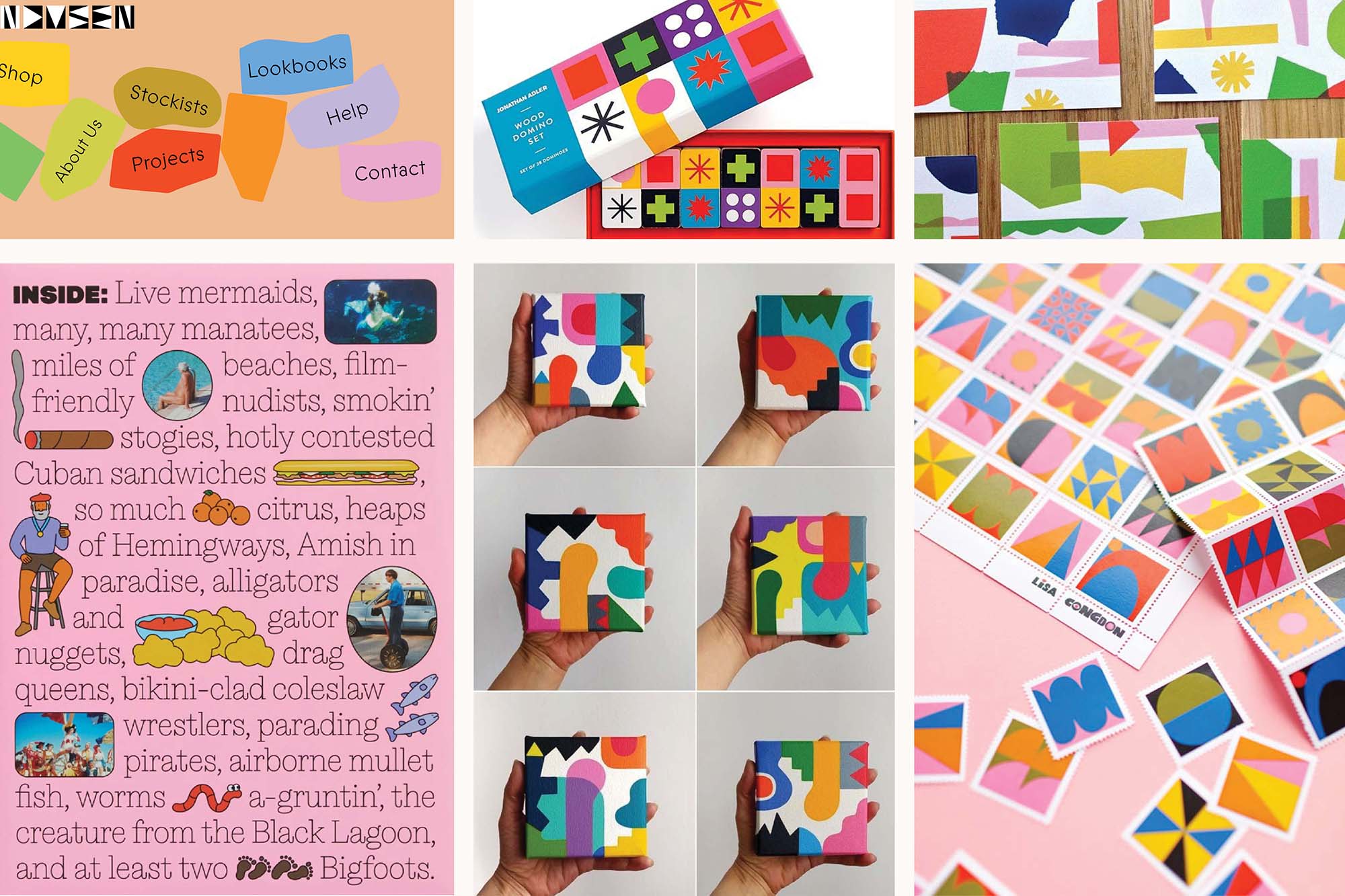 moodboard of colorful graphics and illustrations