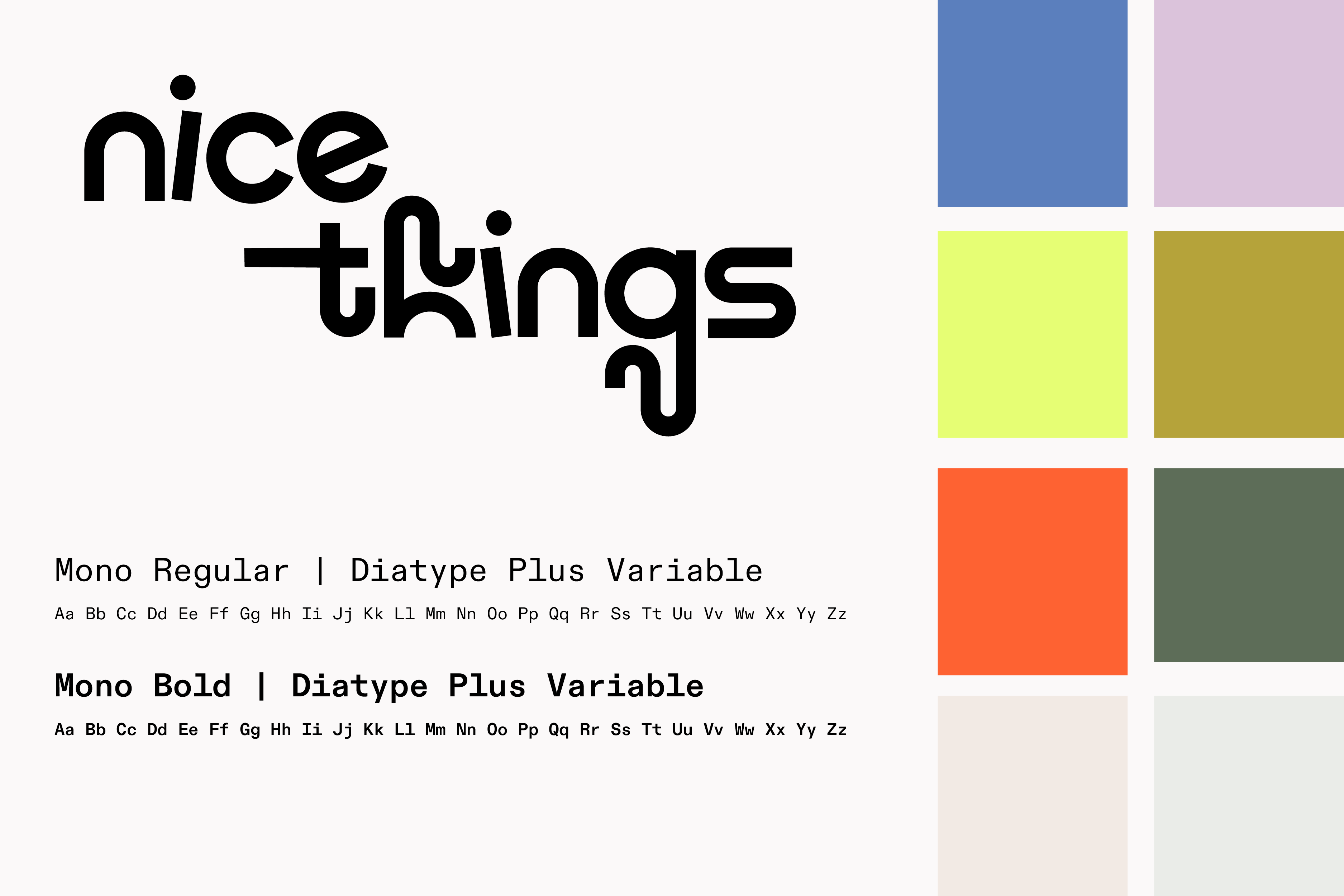 logo, typefaces and color palette