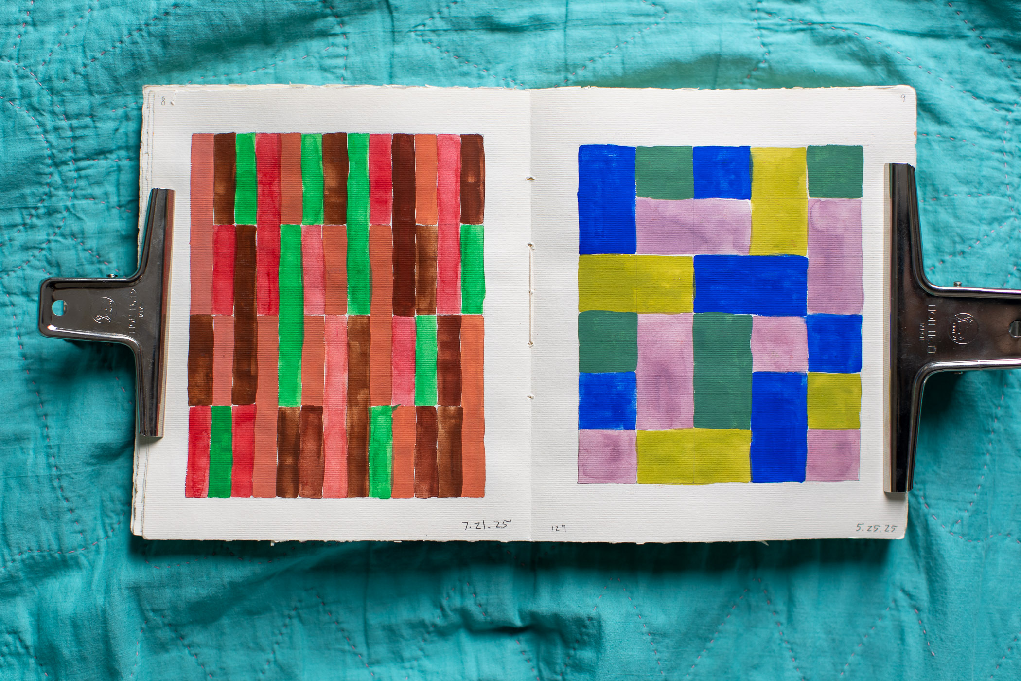 sketchbook geometric guache paintings