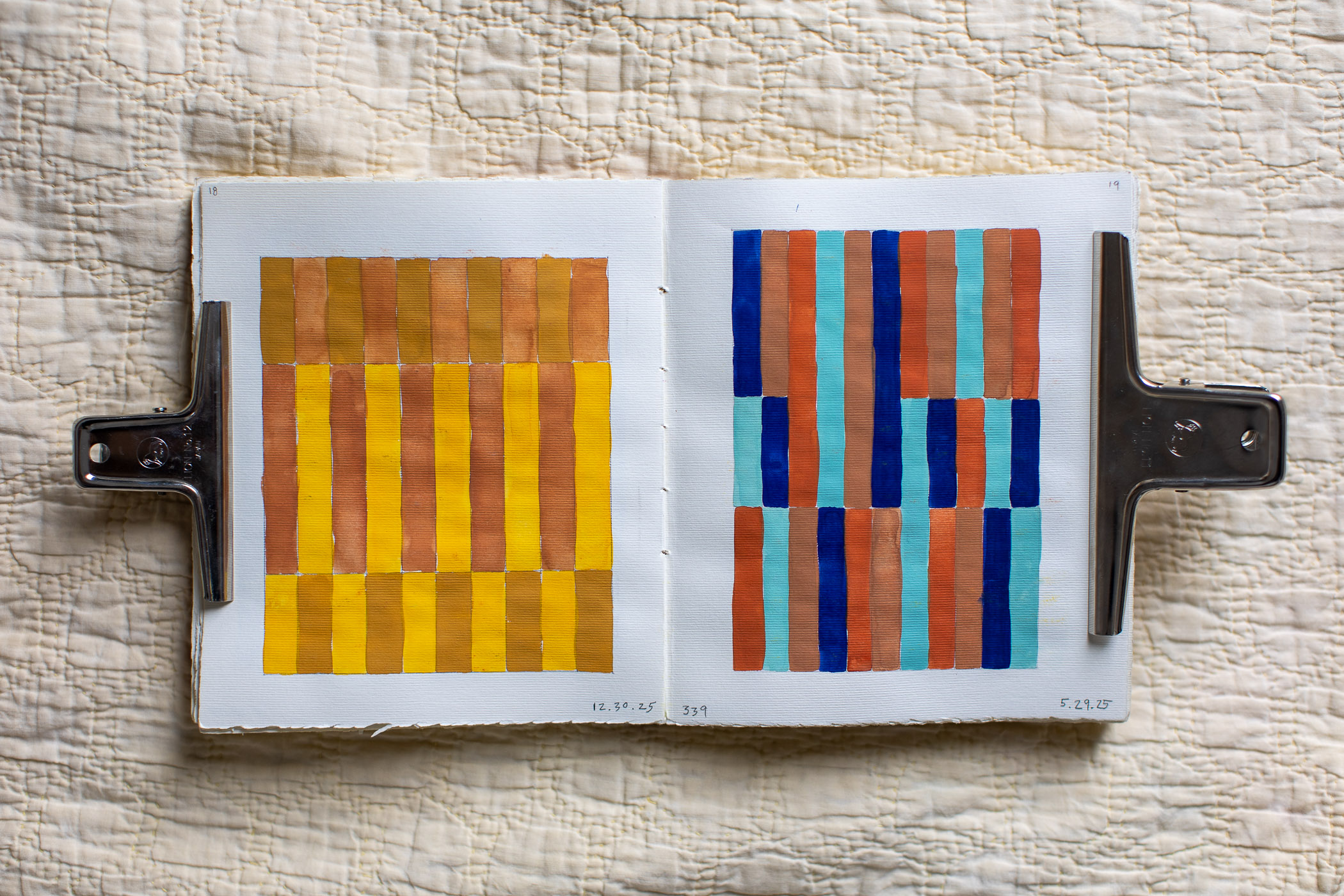 sketchbook geometric guache paintings