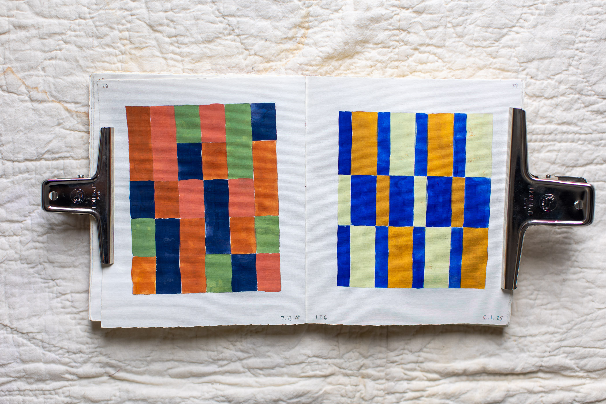 sketchbook geometric guache paintings