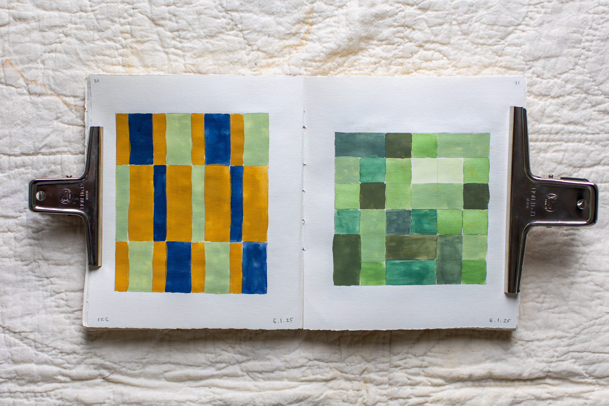 sketchbook geometric guache paintings