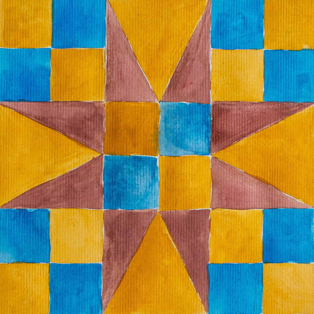 54-40 or fight quilt block, painted