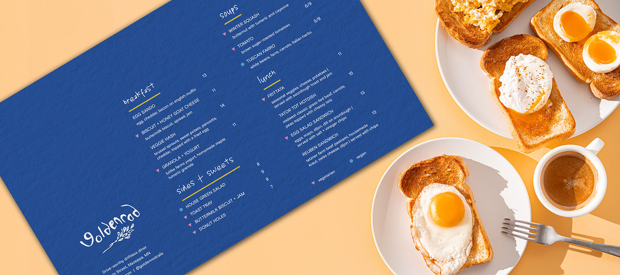 handheld menu mockup of menu on table