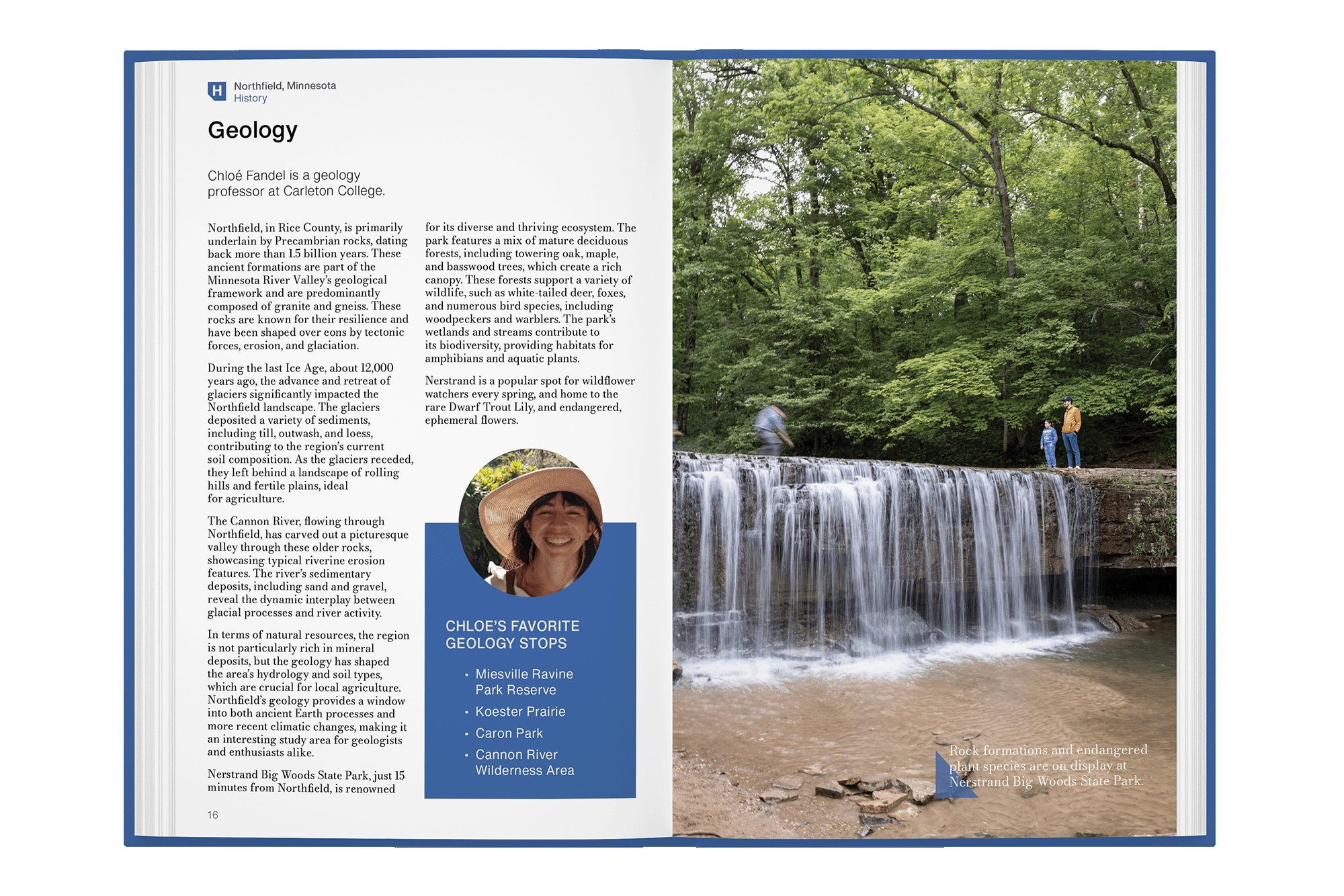 text and image sample spread of rural travel guide