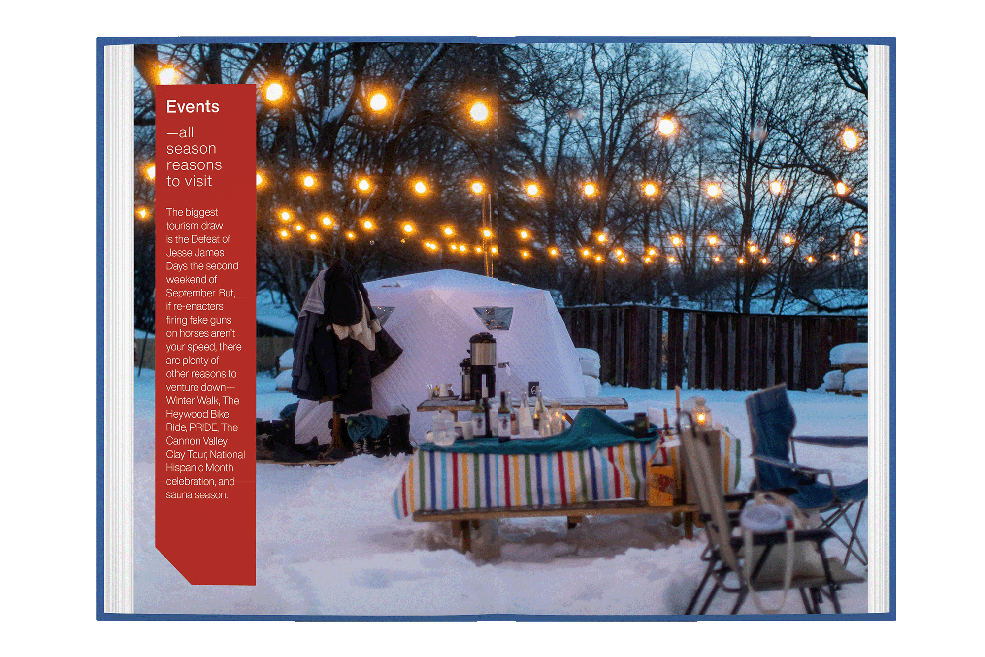 full image sample spread of rural travel guide