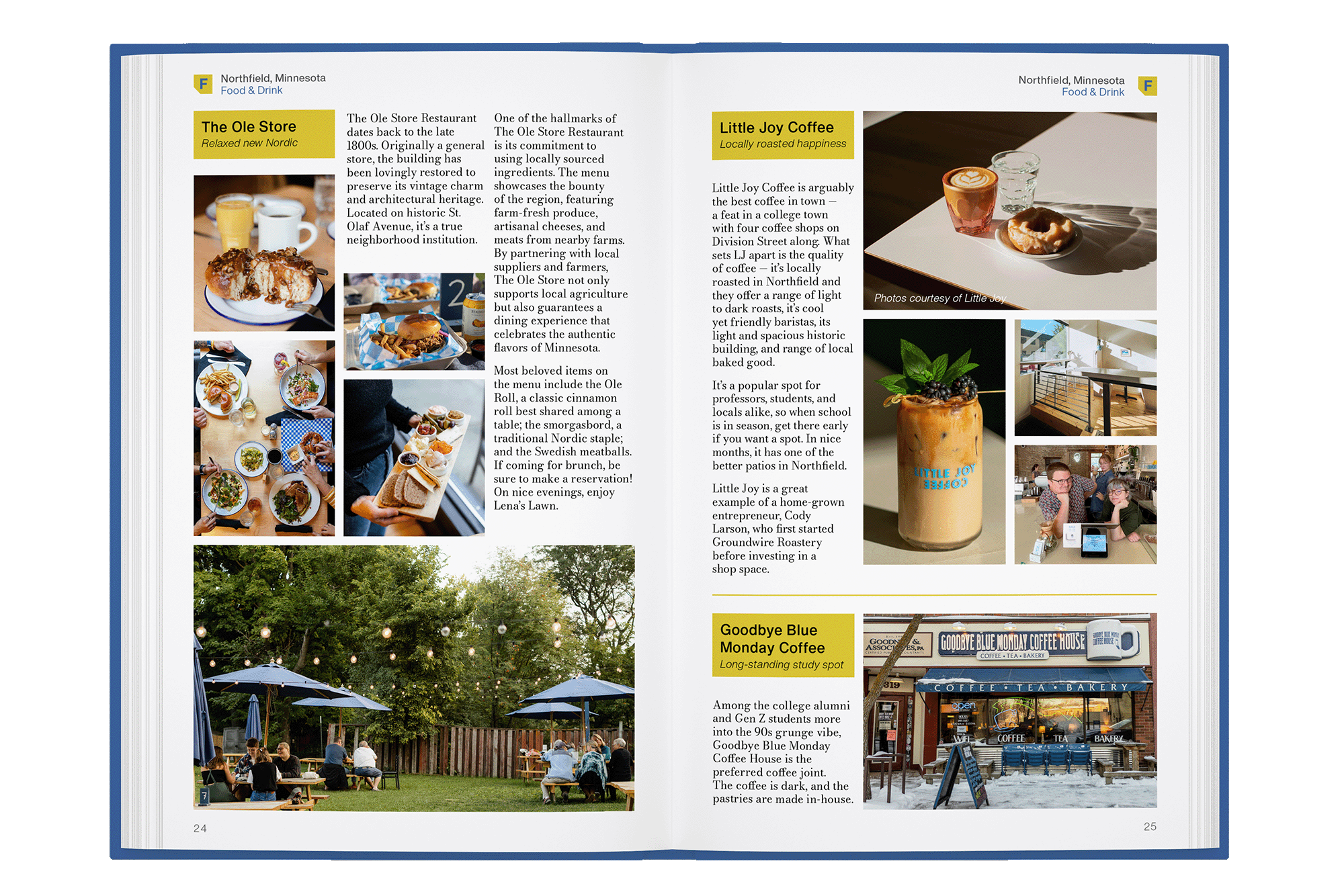 text and image sample spread of rural travel guide