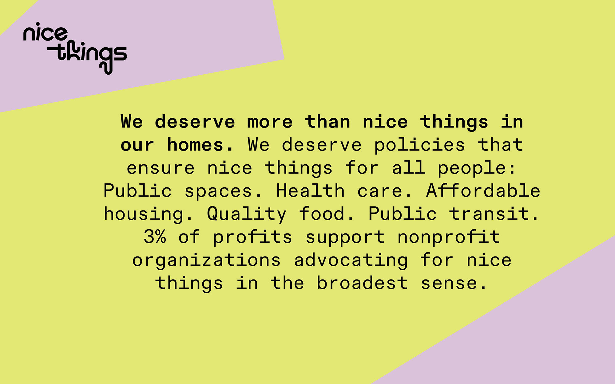 art spread talking about donating 3% of projects to nonprofits