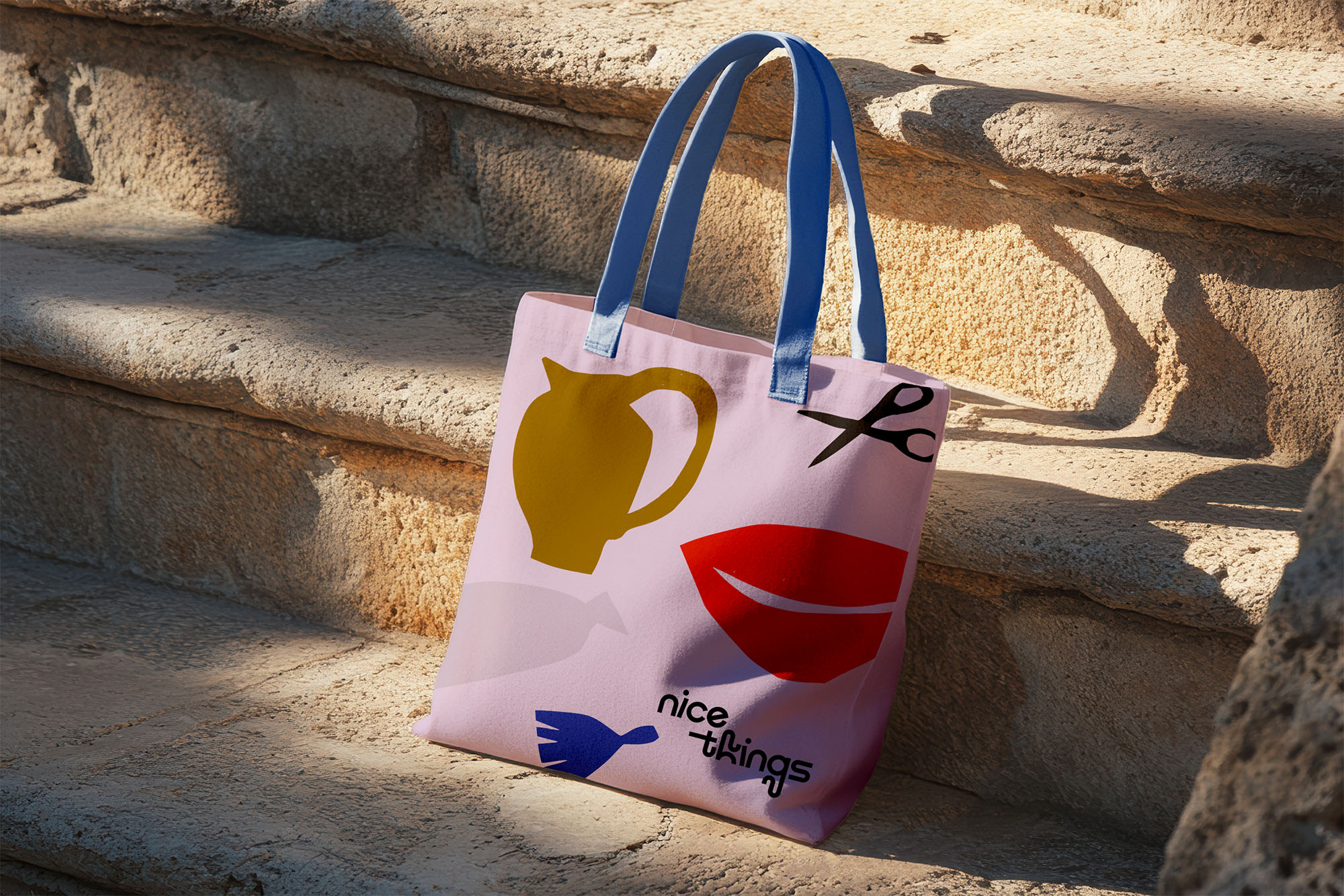 purple "Nice Things" tote bag