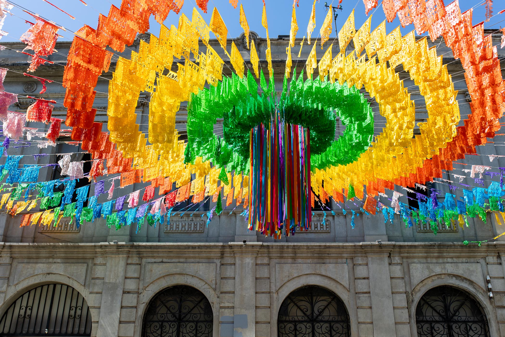 colorful flags in Oaxaca