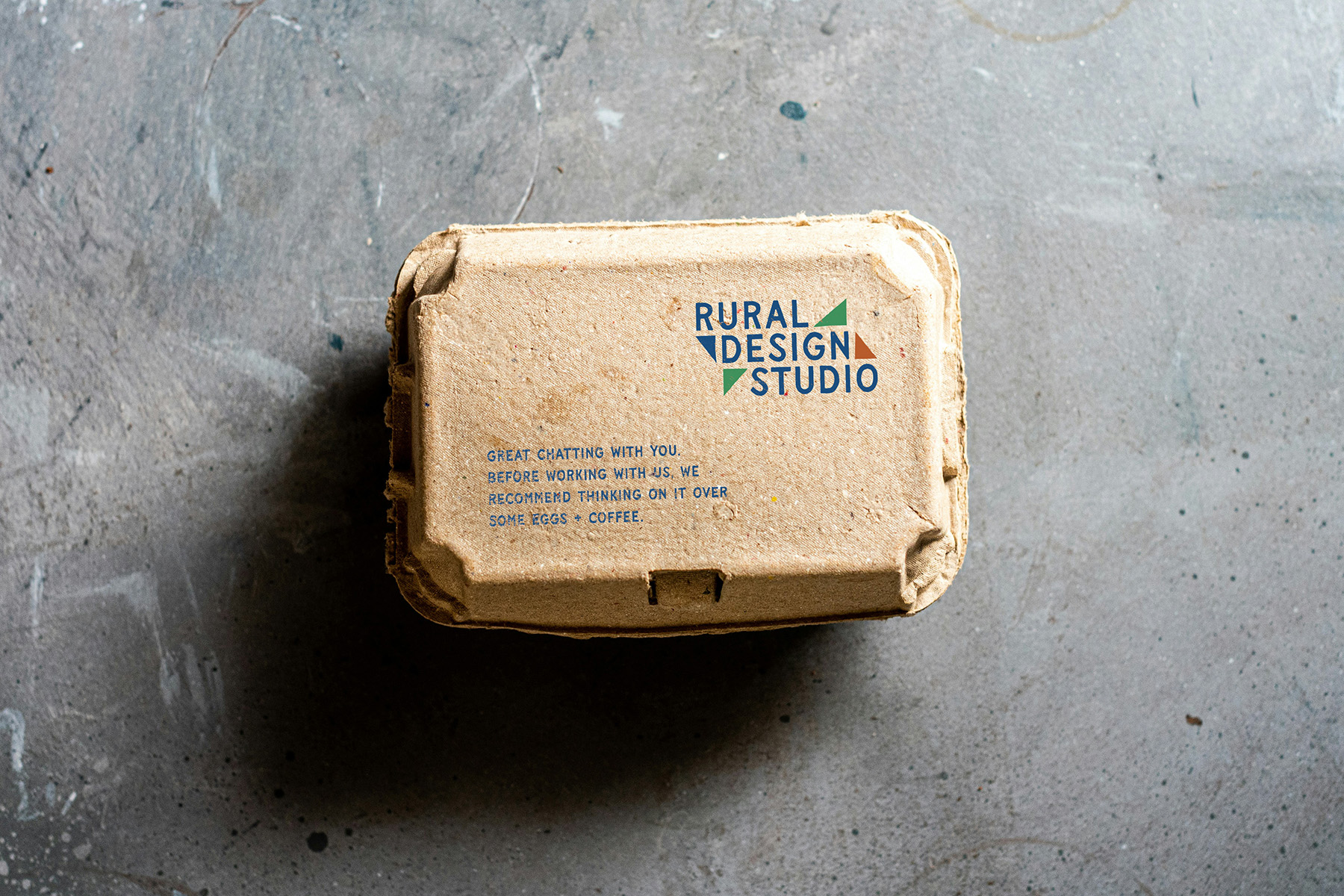 Egg carton branded with Rural Design Stuio