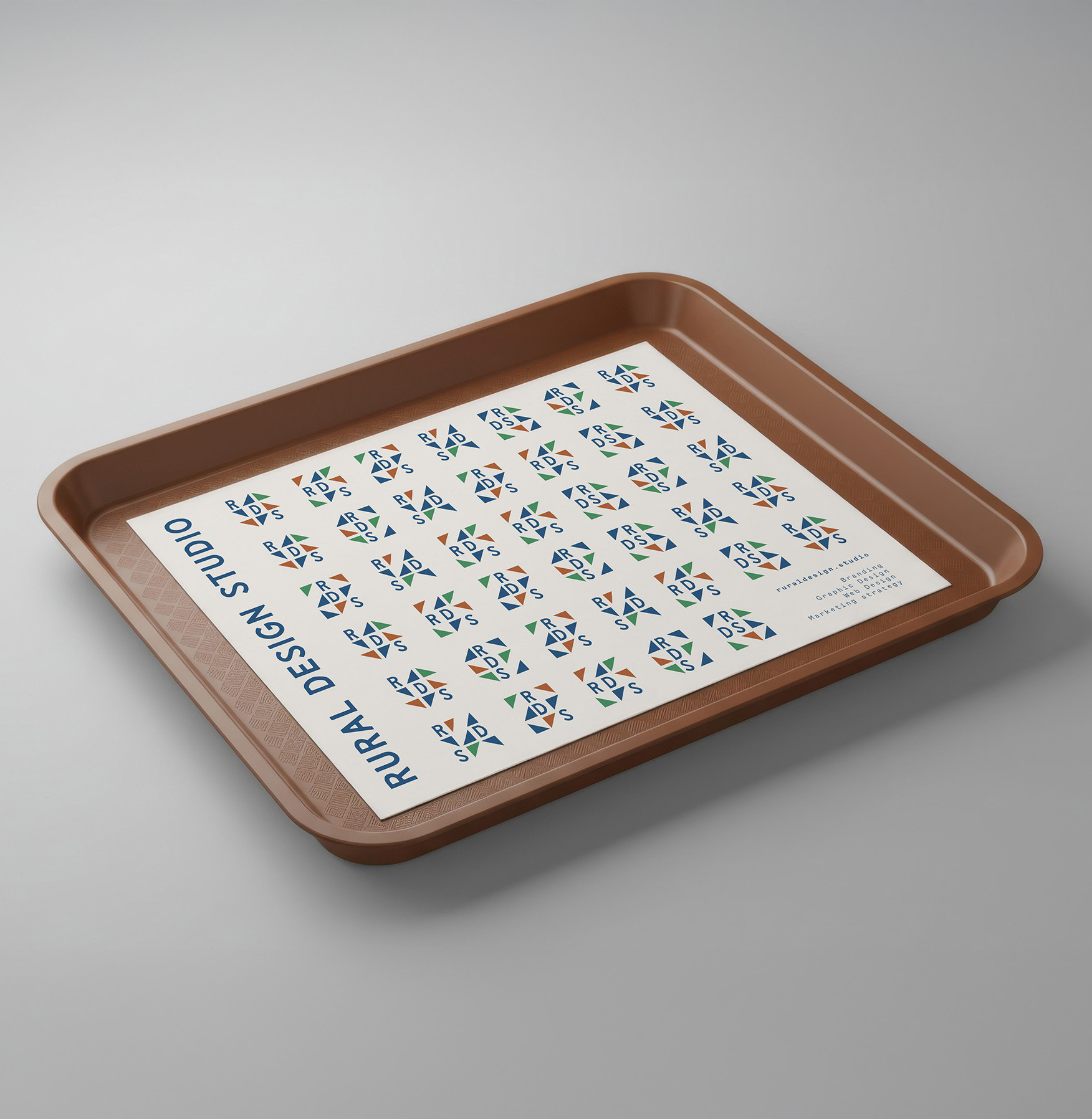 lunch tray with RDS pattern sheet of paper on it
